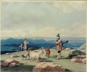 Jäger mit Sennerin und Kind auf dem Hirschberg von Wilhelm von Kobell