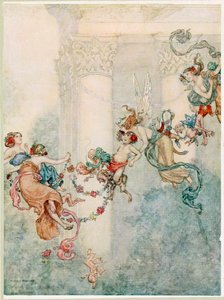 Puck: Sie hatte nie einen so süßen Wechselbalg, aus Ein Sommernachtstraum von Wiliam Heath Robinson