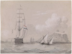 Holländisches Segelschiff vor der Küste von Gibraltar von Willem Anthonie van Deventer