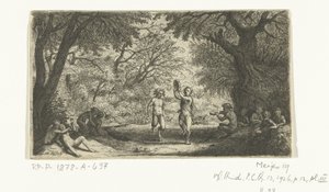 Feiernde Satyrn und Waldnymphen