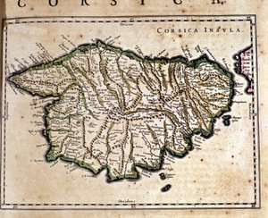 Korsika aus dem Atlas von Wilhelm Blaeu (Amsterdam, 17. Jahrhundert)