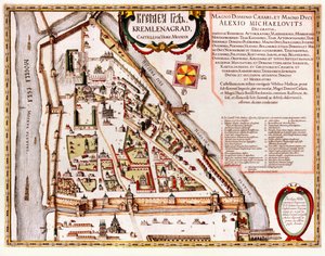 Der Moskauer Kreml Karte des 16. Jahrhunderts (Castellum Urbis Moskvae) von Willem Blaeu