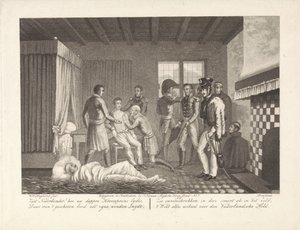 Prinz von Oranien nach seiner Verwundung in medizinischer Behandlung im Feldlazarett, 1815
