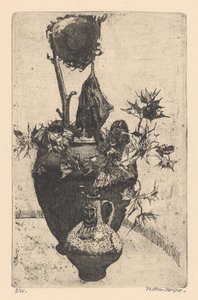 Stillleben mit vertrockneter Sonnenblume