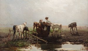 Kälber an einem Teich, 1863