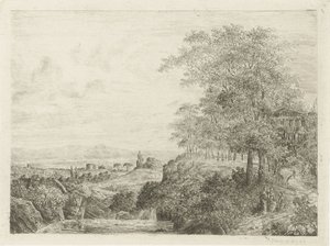 Südliche Landschaft mit Tempel und Figuren von Willem Matthias Jan van Dielen