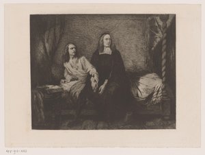 Gebroeders de Witt sitzend auf einem Bett im Gefängnistor von Willem Philip van der Veken (attributed to)