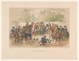 Siebte Gruppe der Utrechter Maskerade im Jahr 1856 von Willem Pieter Hoevenaar