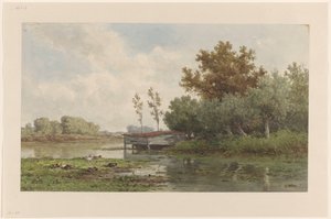 Landschaft mit Wasser und Enten