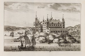 Läckö Schloss zur Vänerseite. aus "Suecia antiqua et hodierna" von Willem Swidde