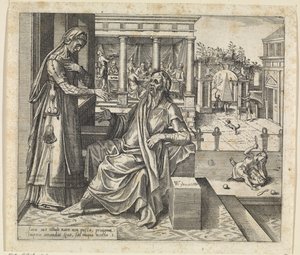 Sara bittet Abraham, Hagar und Ismael wegzuschicken von Willem Thibaut