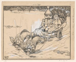 Nussknacker und Marie in einem Muschelwagen