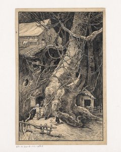 Miniaturhaus an einem Baum