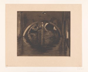 Ansicht unter einer Brücke mit zwei Ruderbooten von Willem Witsen (signed by artist)