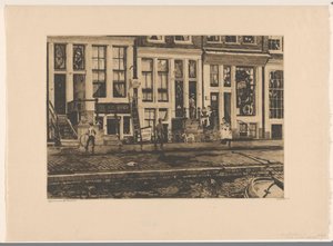 Ansicht der Häuser an der Oude Waal in Amsterdam