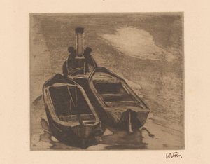 Schlepper mit zwei Kähnen