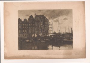 Binnenkant, Amsterdam, mit flatternder Wäsche auf den Schiffen