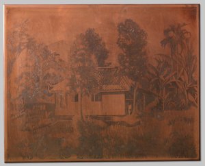 Buitenzorg, Haus mit Vulkan im Hintergrund von Willem Arnoldus Witsen