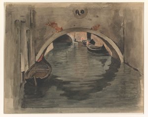 Ansicht unter einer Bogenbrücke in Venedig von Willem Arnoldus Witsen