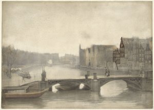 Ansicht der Binnen-Amstel im Nebel von Willem Arnoldus Witsen