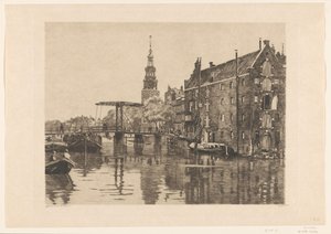 Ansicht einer Brücke bei Lagerhaus Schweden in Amsterdam von Willem Arnoldus Witsen