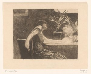 Frau an einem Tisch mit Blumen von Willem de Zwart