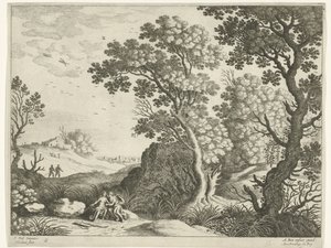 Landschaft mit Diana und einer Nymphe von Willem van Nieulandt (II)