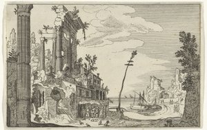 Römische Ruinen am Meer (Serientitel: Römische Ruinen und Küstenlandschaften, Serie 1) von Willem van Nieulandt (II)