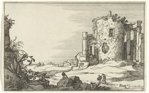 Ruine eines von Säulen umgebenen Tempels von Willem van Nieulandt (II)