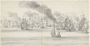 Die Seeschlacht vor Katwijk (linkes Blatt), 1653