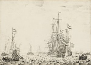 Niederländische Schiffe in Küstennähe von Willem van de Velde the Elder