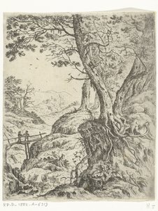 Landschaft mit Holzbrücke