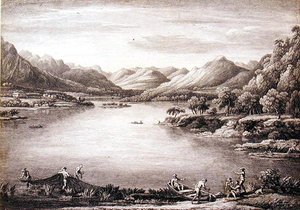 Ansicht des Kopfes von Ulswater in Richtung Patterdale, graviert von Chatelin und Mason von William (after) Bellers