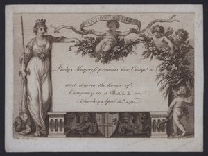 Einladung der Lady Mayoress of London zu einem Ball im Mansion House