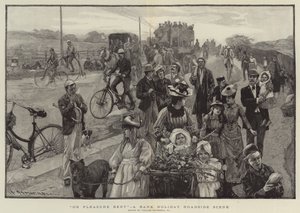 "Auf Vergnügen aus", eine Straßenszene am Feiertag (Gravur) von William (after) Hatherell