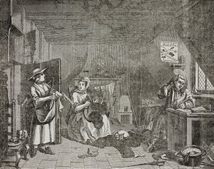 Leidender Dichter, nach einem Gemälde von William Hogarth von William (after) Hogarth