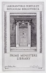 Buchplatte für die Bibliothek des Premierministers, graviert von Robert Sargent Austin von William (after) Rothenstein