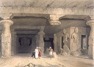 Innenansicht des Großen Höhlentempels von Elephanta, nahe Bombay, im Jahr 1803, aus Band II von 