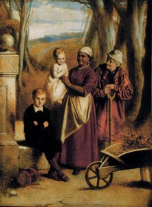 Zwei Kinder, Krankenschwester und alter Mann von William (attr. to) Mulready