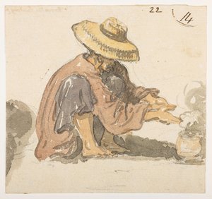 Mann, wahrscheinlich von Turon Bay, aus einem Album mit 372 Zeichnungen von Landschaften, Küstenlinien, Kostümen und Alltagsleben, erstellt während der Botschaft von Lord Macartney an den Kaiser von China, zwischen 1792 und 1794 von William Alexander