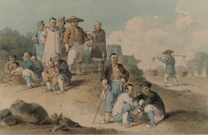Eine Gruppe von Chinesen beobachtet die Botschaft des Earl of McCartney in China
