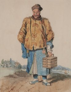 Mann im chinesischen Kostüm (mit einer Schachtel in der linken Hand)