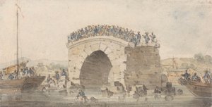Überreste einer Brücke bei San-Sien-Wey am Pei-Ho in der Nähe von Tong-Tcheou, 15. August 1793