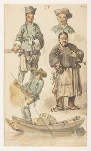 Studien von Chinesen, aus einem Album von 372 Zeichnungen von Landschaften, Küstenlinien, Kostümen und Alltagsleben während der Botschaft von Lord Macartney an den Kaiser von China, zwischen 1792 und 1794