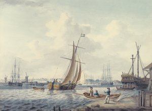 Ein Blick auf Greenwich und Deptford mit dem Royal Naval College und der königlichen Werft, 1789 von William Anderson