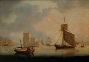 Marine-Kutter bei Belem-Turm an der Mündung des Tejo