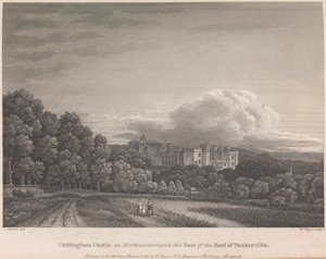 Chillingham Castle in Northumberland, Sitz des Earl of Tankerville (veröffentlicht von W. Angus): Platte 62; Seite 62 (Band Eins) von William Angus