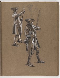 Studie für das Ölgemälde von William Barns Wollen, Die Schlacht von Lexington 1775