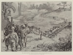 Die Ashanti-Expedition, Überquerung der Houssa-Artillerie über den Fluss Busum Prah von William Barnes Wollen