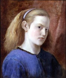 Porträt eines Mädchens in Blau von William Bell Scott